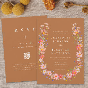 Invitación Boho Wildflower Fall Wedding