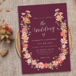 Invitación Boho Wildflower Fall Wedding
