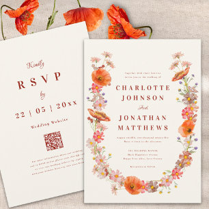 Invitación Boho Wildflower Fall Wedding