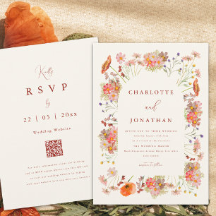 Invitación Boho Wildflower Fall Wedding