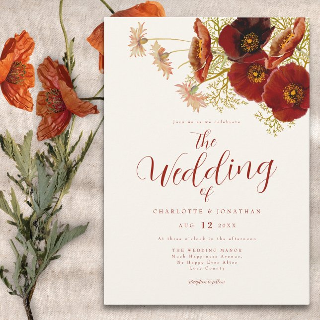 Invitación Boho Wildflower Fall Wedding (Boho wildflower fall earthy tones wedding invitation )