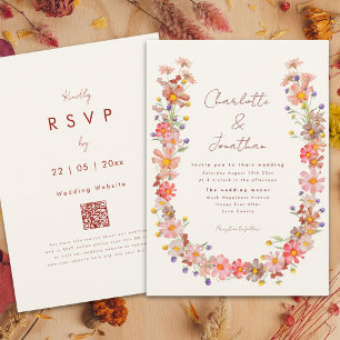 Invitación Boho Wildflower Fall Wedding
