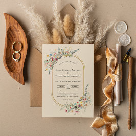 Invitación Boho Wildflower Fern Beige Boda