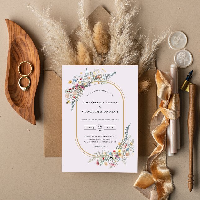 Invitación Boho Wildflower Fern Lavender Boda (Subido por el creador)