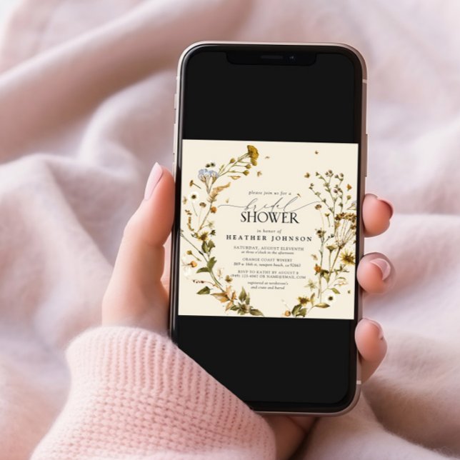 Invitación Boho Wildflower Flor seca Wreath Brillante Ducha (Subido por el creador)