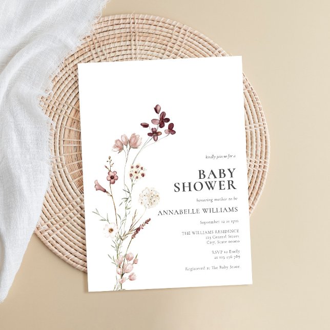 Invitación Boho Wildflower Floral Baby Shower (Subido por el creador)