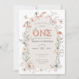 Invitación Boho Wildflower Floral Bebé cumpleaños