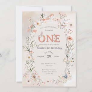 Invitación Boho Wildflower Floral Bebé cumpleaños
