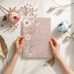 Invitación Boho Wildflower Floral Bebé cumpleaños