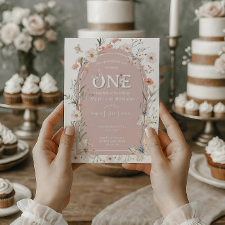 Invitación Boho Wildflower Floral Bebé cumpleaños