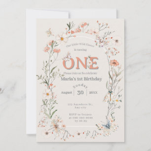 Invitación Boho Wildflower Floral Bebé cumpleaños