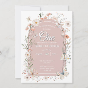 Invitación Boho Wildflower Floral Bebé cumpleaños