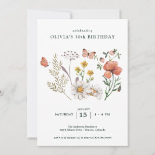 Invitación Boho Wildflower Floral Birthday
