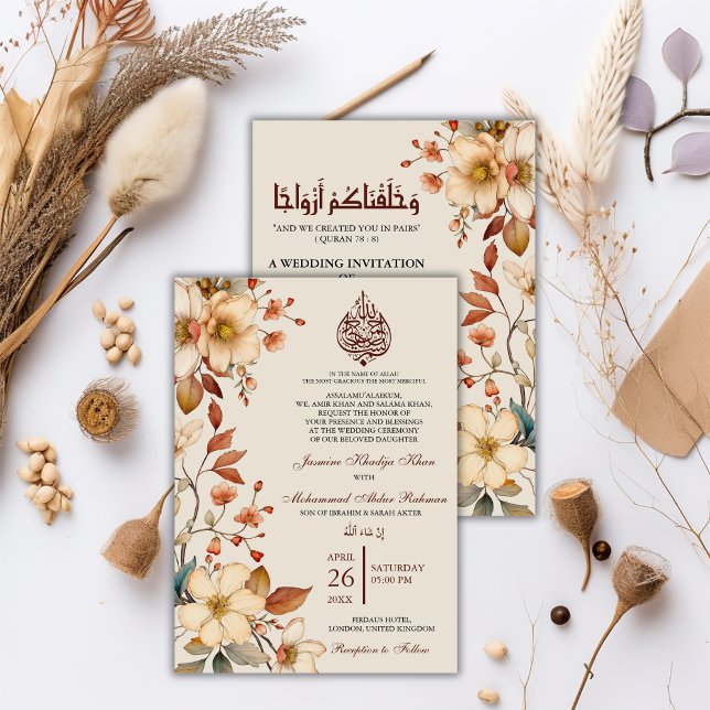 Invitación Boho Wildflower Floral Boda musulmana Nikah (Subido por el creador)