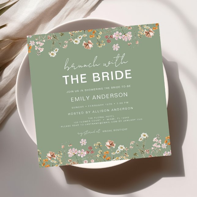 Invitación Boho Wildflower Floral Bridal Shower Brunch (Subido por el creador)