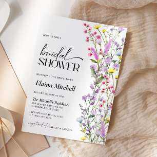 Invitación Boho Wildflower Floral Bridal Shower Minimalista