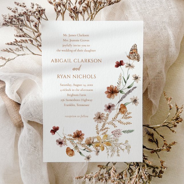 Invitación Boho Wildflower Floral Butterfly Wedding (Subido por el creador)