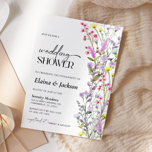 Invitación Boho Wildflower Floral Wedding Shower Minimalista