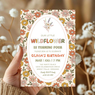 Invitación boho Wildflower for girl Birthday