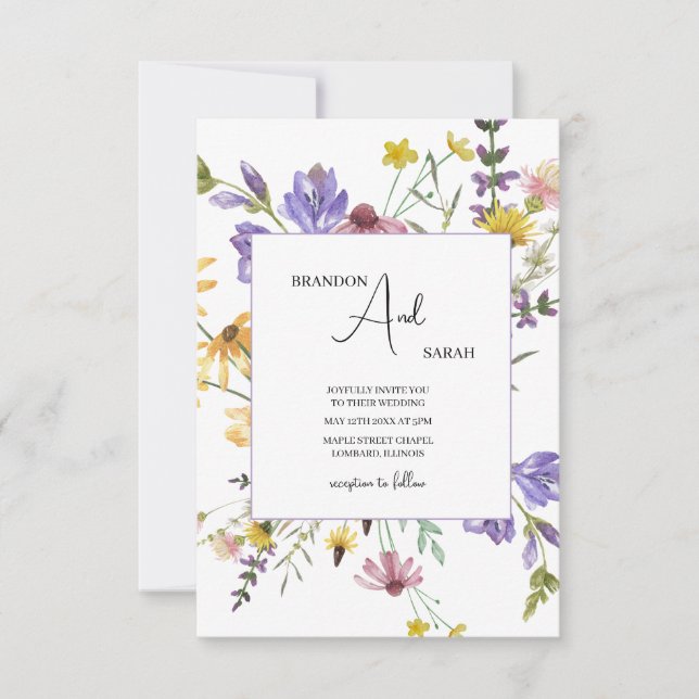 Invitación Boho Wildflower Garden White Wedding (Anverso)