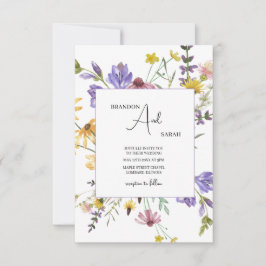 Invitación Boho Wildflower Garden White Wedding