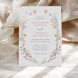 Invitación Boho Wildflower Garden Wreath Boda