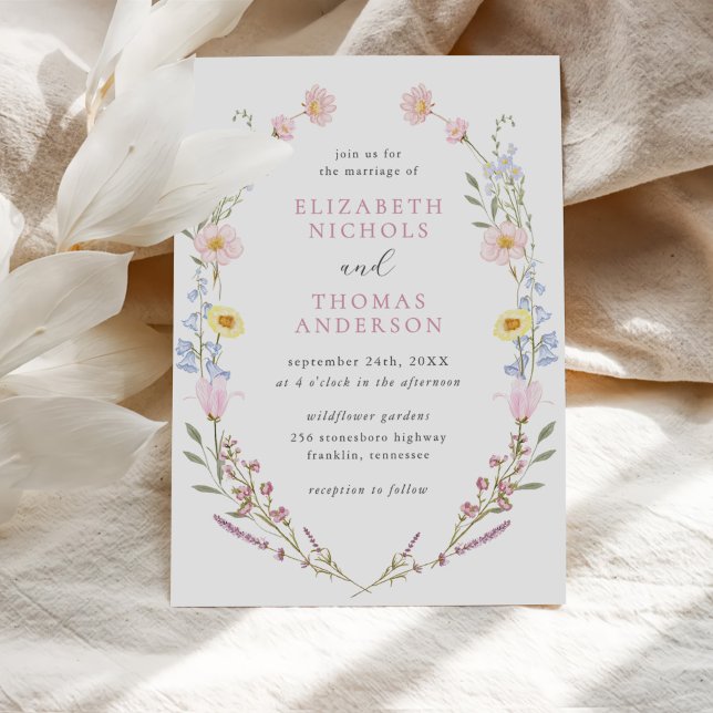 Invitación Boho Wildflower Garden Wreath Boda (Subido por el creador)