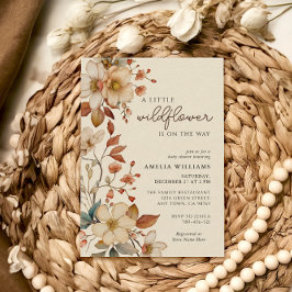Invitación Boho Wildflower Ivory Floral Baby Shower