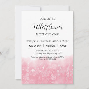 Invitación Boho Wildflower Kids Birthday Invitan a la acuarel