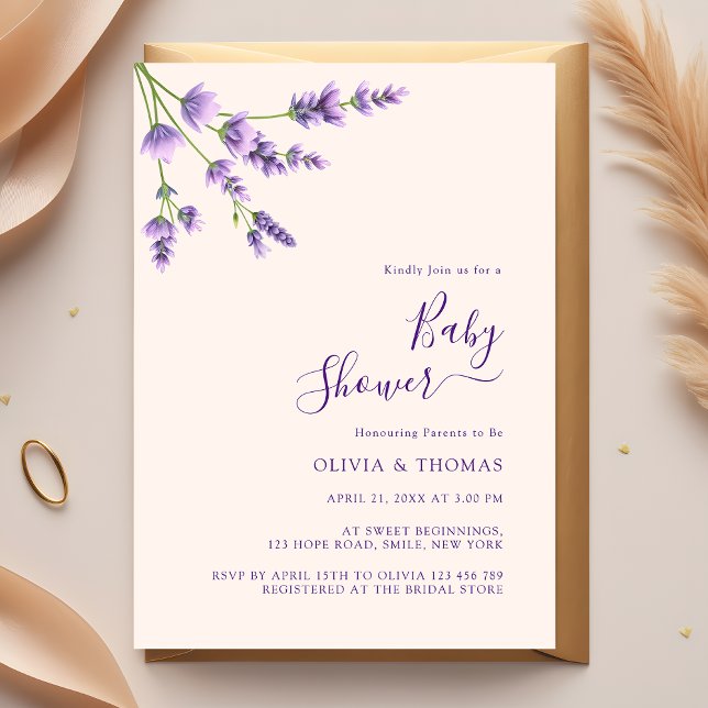 Invitación Boho Wildflower Lavender Bliss Baby Shower (Subido por el creador)