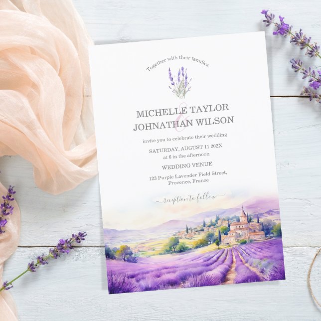 Invitación Boho Wildflower Lavender Morado Violeta Floral (lavender fields watercolor provence)