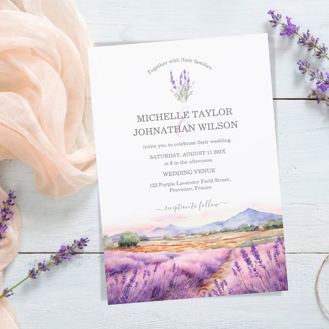 Invitación Boho Wildflower Lavender Morado Violeta Floral (Wildflower Lavender Purple Violet Flora)