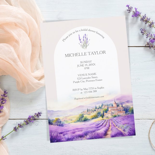 Invitación Boho Wildflower Lavender Morado Violeta Floral (WATERCOLOR LAVENDER FIELDS PROVENCE FRANCE)