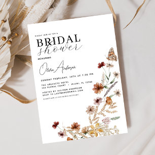 Invitación Boho Wildflower Meadow Elegante ducha de novia