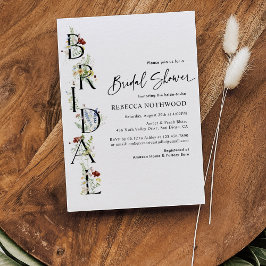 Invitación Boho Wildflower Minimalistic Bridal Shower