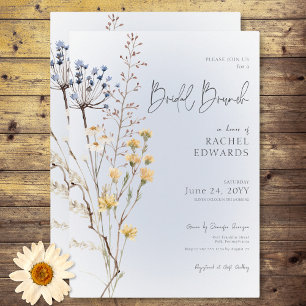 Invitación Boho Wildflower Modern Blue Bridal Brunch