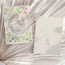 Invitación Boho Wildflower Photo Wedding