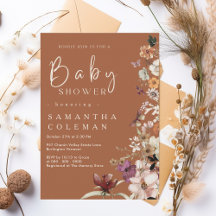 Boho Wildflower Rustic Terracotta Baby Shower
