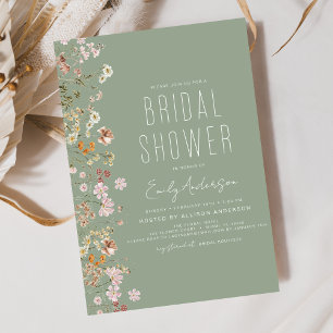 Invitación Boho Wildflower Sage Green Bridal Shower