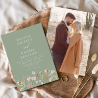 Boho Wildflower Sage Green Photo Garden Wedding
