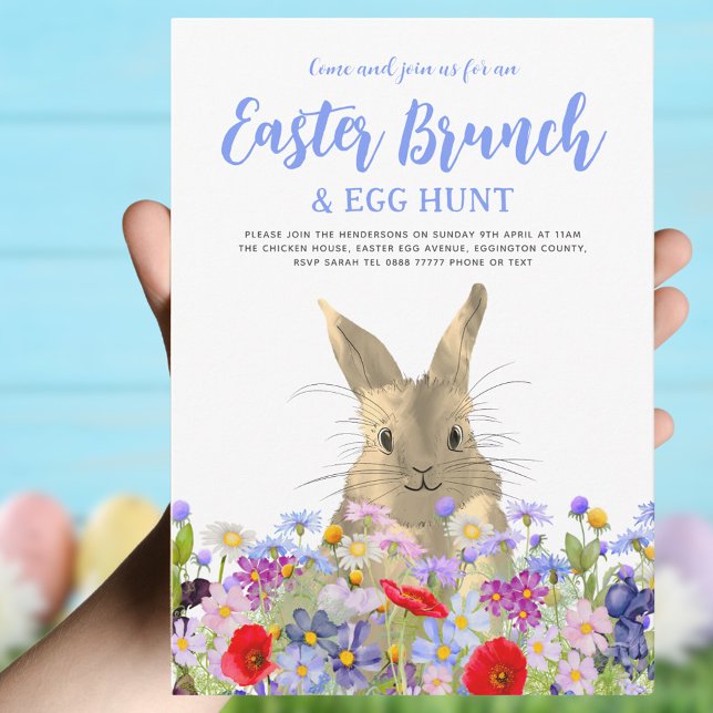 Invitación Boho Wildflower Semana de Huevos y Brunch (Boho wildflower easter egg hunt and egg hunt invitation )