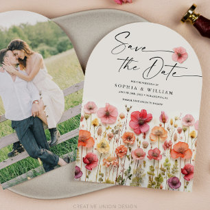Invitación Boho Wildflower Wedding Salva el arco de citas