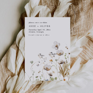 Invitación Boho Wildflower Wedding Salva la fecha