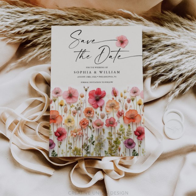Invitación Boho Wildflower Wedding Salva la fecha (Wildflower Save The Date)