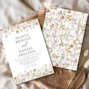 Invitación Boho Wildflower White Garden Wedding