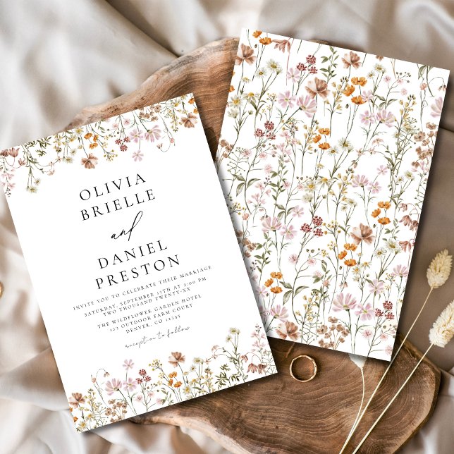 Invitación Boho Wildflower White Garden Wedding (Subido por el creador)