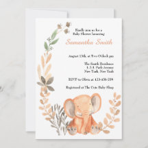 Boho Wildflowers Baby Elephant Baby Shower