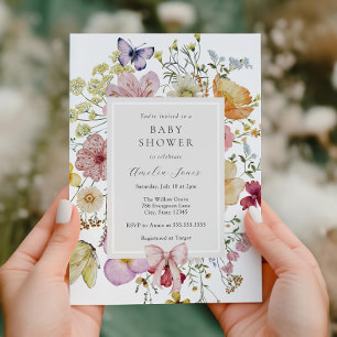 Invitación Boho Wildflowers Baby Shower