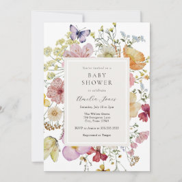 Invitación Boho Wildflowers Baby Shower