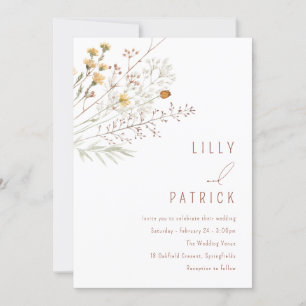 Invitación Boho Wildflowers Boda floral de primavera